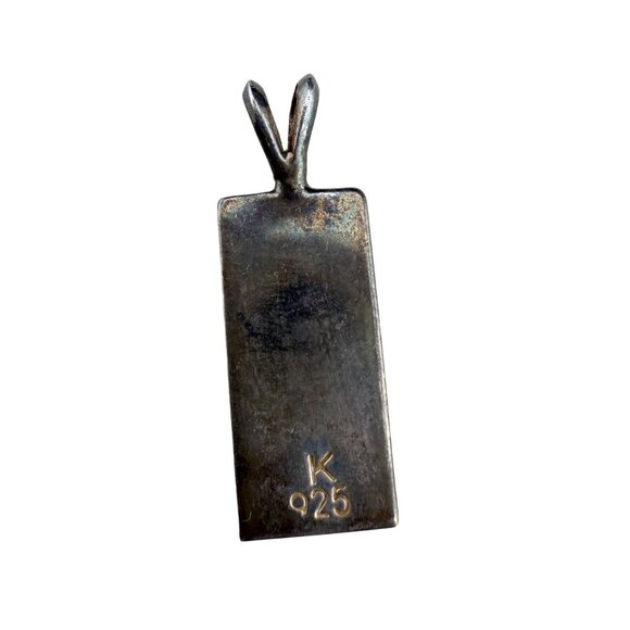 Sterling Silver  Rectangle Pendant With Turtle & Floral Design Artisan Crafted‎ - Picture 2 of 4